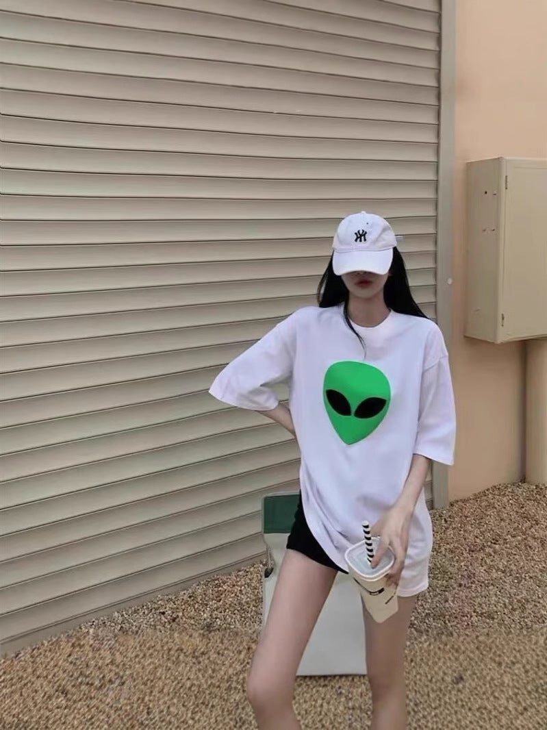 Summer Style Hong Kong Style Loose Short-Sleeved T-Shirt Printed Casual Loose Trendy T-Shirt - Image 4