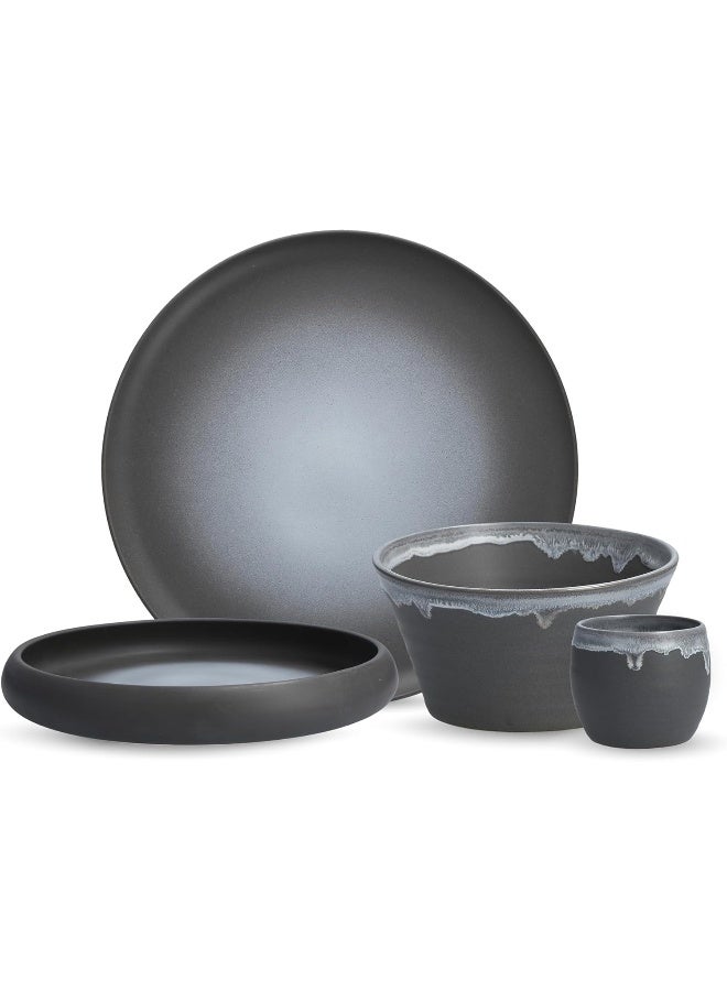 Fortessa Cloud Terre by Fortessa Collection No 1 Stoneware 16 Piece Dinnerware Set Service for 4 Charcoal - Image 1