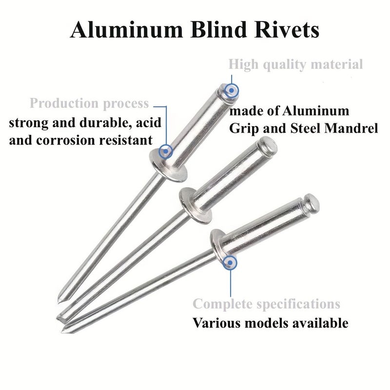 50pcs Aluminum Blind Rivet Assortment Kit 4.8mm 30mm Dome Head Heavy Duty Fasteners - Image 4