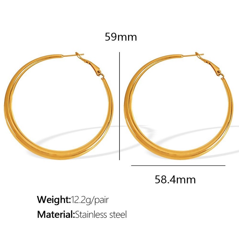 Elegant Hollow Circle Earrings - Titanium Gold-Plated, Minimalist Design