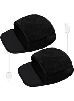 Marspark 2 Pieces Heated Mouse Pad Hand Warmer Usb Heated Mousepad Plush Heated Mouse Pad Removable Hand Warming Mouse Pad For Men And Women Office Home Computer Laptop (Black)  - Image 1