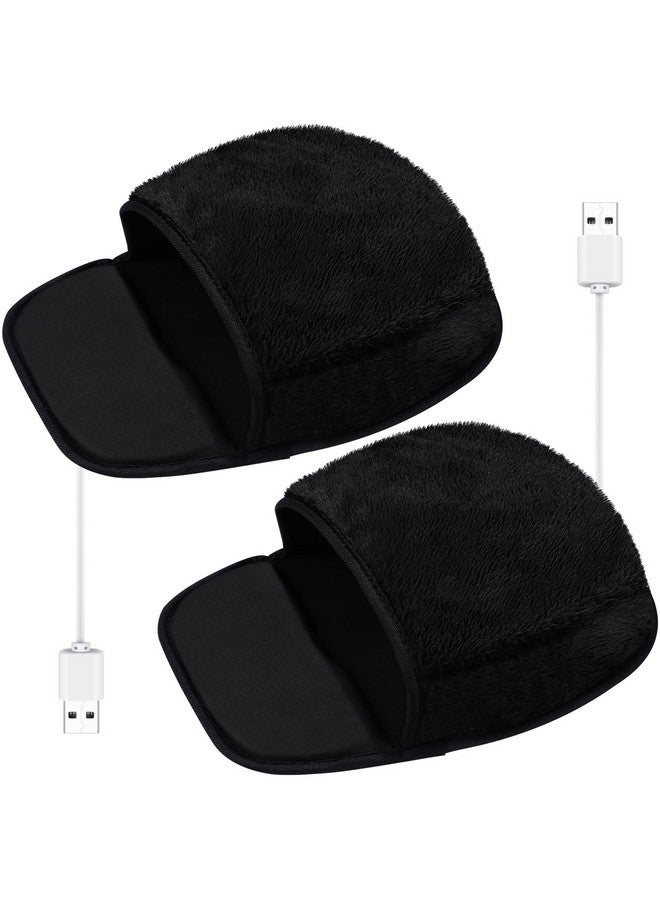 Marspark 2 Pieces Heated Mouse Pad Hand Warmer Usb Heated Mousepad Plush Heated Mouse Pad Removable Hand Warming Mouse Pad For Men And Women Office Home Computer Laptop (Black) - Image 1