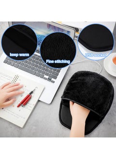 Marspark 2 Pieces Heated Mouse Pad Hand Warmer Usb Heated Mousepad Plush Heated Mouse Pad Removable Hand Warming Mouse Pad For Men And Women Office Home Computer Laptop (Black)  - Image 2