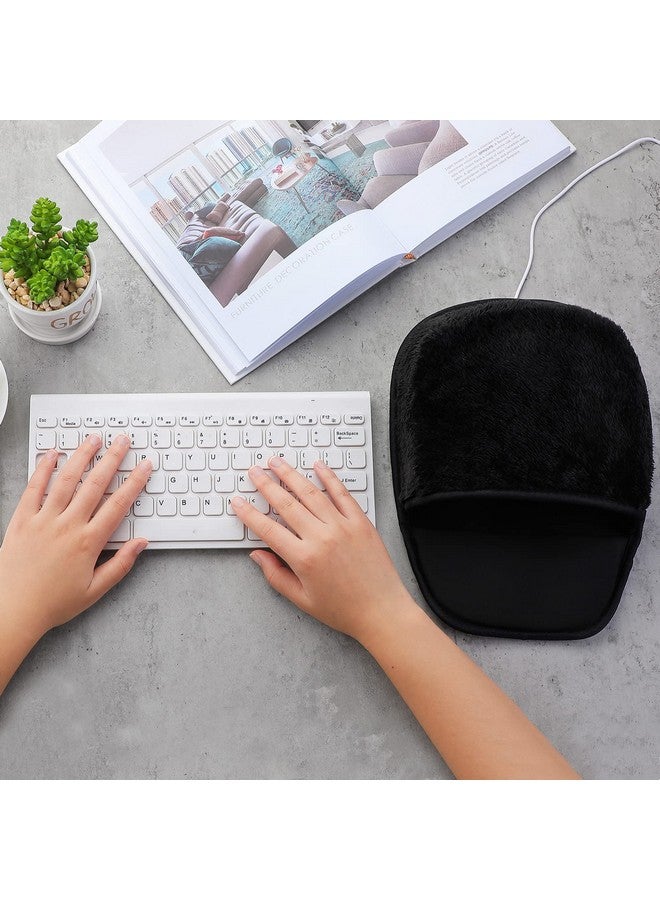 Marspark 2 Pieces Heated Mouse Pad Hand Warmer Usb Heated Mousepad Plush Heated Mouse Pad Removable Hand Warming Mouse Pad For Men And Women Office Home Computer Laptop (Black) - Image 5