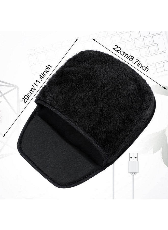 Marspark 2 Pieces Heated Mouse Pad Hand Warmer Usb Heated Mousepad Plush Heated Mouse Pad Removable Hand Warming Mouse Pad For Men And Women Office Home Computer Laptop (Black) - Image 3