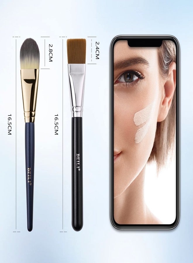 BEILI 2pcs Flat Square Synthetic Foundation Brush for Liquid Cream Facial Mask Concealer Makeup Premium Soft Synthetic Contour Brush for Blending Liquid Cream Foundation Emulsion Cosmetics - Image 4