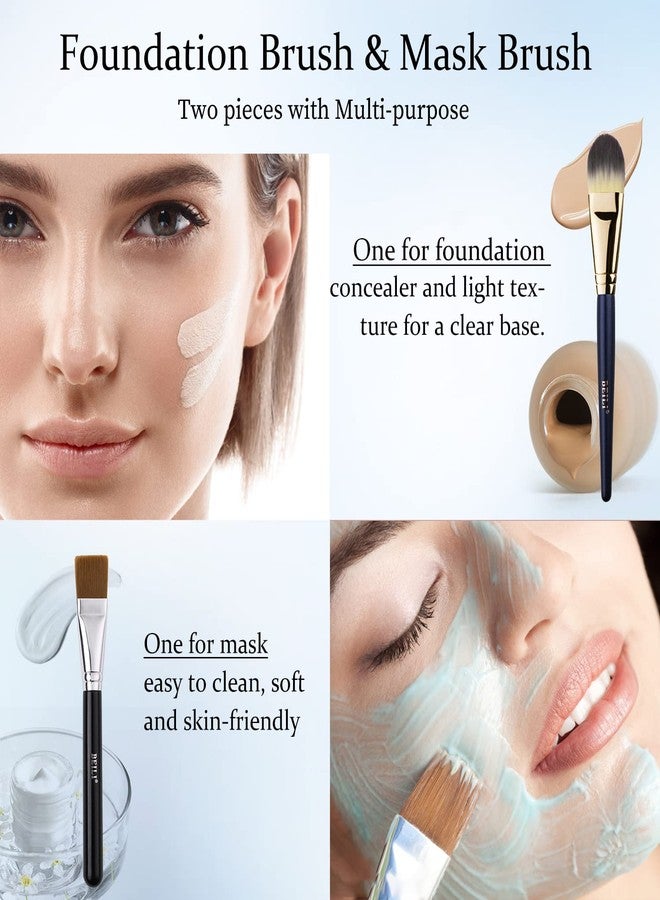 BEILI 2pcs Flat Square Synthetic Foundation Brush for Liquid Cream Facial Mask Concealer Makeup Premium Soft Synthetic Contour Brush for Blending Liquid Cream Foundation Emulsion Cosmetics - Image 2