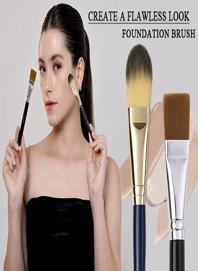 BEILI 2pcs Flat Square Synthetic Foundation Brush for Liquid Cream Facial Mask Concealer Makeup Premium Soft Synthetic Contour Brush for Blending Liquid Cream Foundation Emulsion Cosmetics - Image 5