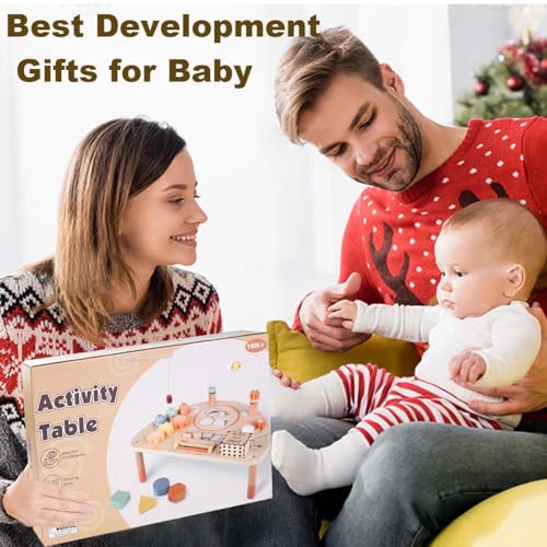 Vanplay Activity Table for 1 Year Old, Montessori Toys for 1 2 Year Old Girls Boy Gifts, 8 in 1 Wooden Sensory Play Table for Toddler 1-3, Learning Toys for Baby 12-18 Months 1st Christmas Birthday Gifts - Image 5