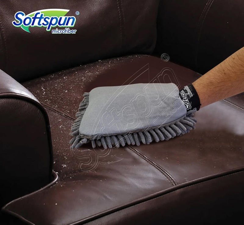 SOFTSPUN Microfiber Single Side 1 Piece Chenille,1700 GSM Grey+20X30cm Cleaning Wipe 2 Pcs | Multi-Purpose Super Absorbent and Perfect Wash Clean with Lint-Scratch Free Home, Kitchen, Window, Dusting - Image 4