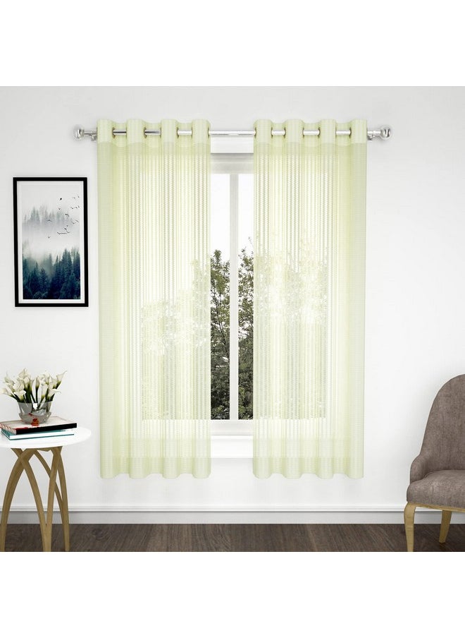 Story@Home Story@Home Window Curtains 5 Feet Long Set of 4, Transparent Curtains Zig Zag Design | Polyester Window Net Curtain | Sheer Curtains for Living Room, Bedroom, Hall, Office, 118 x 152 cm, Cream  - Image 1
