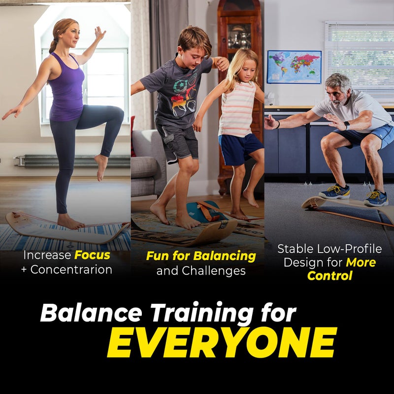GIBBON لوحة توازن جيبون جي بورد للبالغين والأطفال - معدات تمرين سلاكلاين - لوحة توازن خشبية - تمارين مكتب الوقوف - يوغا، رشاقة، بيلاتس، قوة، تزلج - Image 5