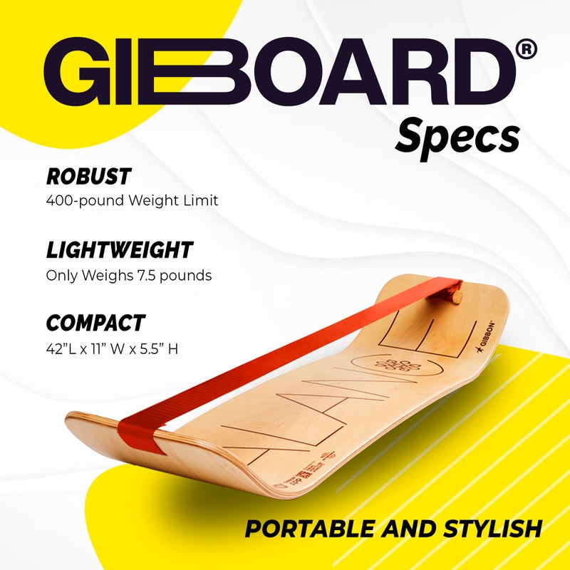 GIBBON لوحة توازن جيبون جي بورد للبالغين والأطفال - معدات تمرين سلاكلاين - لوحة توازن خشبية - تمارين مكتب الوقوف - يوغا، رشاقة، بيلاتس، قوة، تزلج - Image 2
