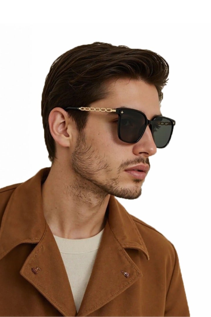  المانجا الصينية ترف كبير الإطار سلسلة الساق نظارات شمسية واقية من الشمس ، uv400 النظارات الشمسية العصرية ، ومناسبة للسفر في الهواء الطلق مع الشارع بالرصاص - Image 3