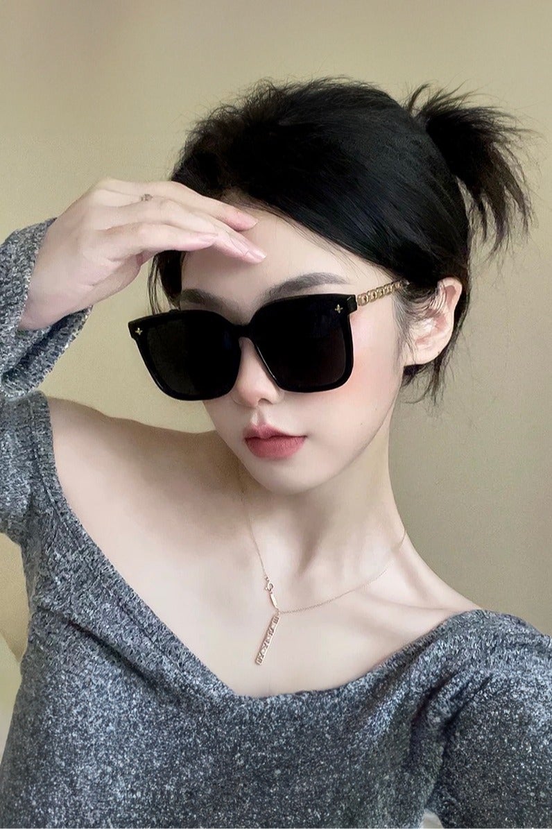  المانجا الصينية ترف كبير الإطار سلسلة الساق نظارات شمسية واقية من الشمس ، uv400 النظارات الشمسية العصرية ، ومناسبة للسفر في الهواء الطلق مع الشارع بالرصاص - Image 4