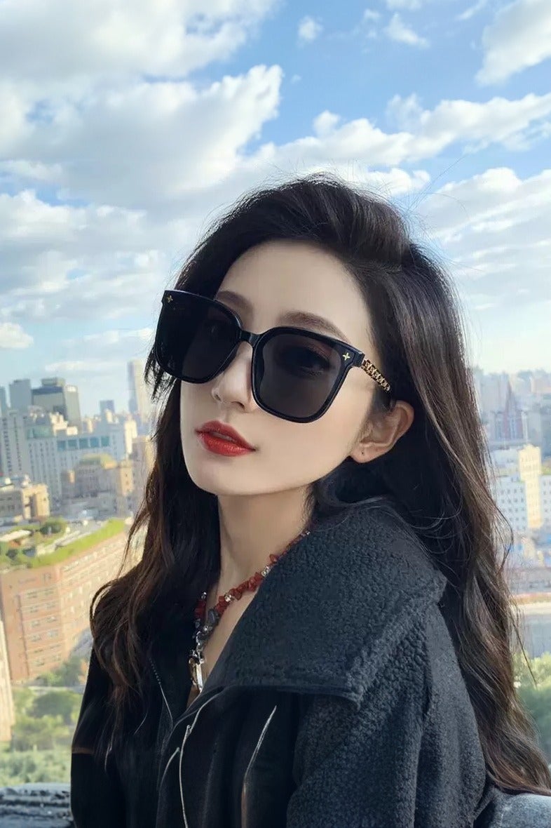  المانجا الصينية ترف كبير الإطار سلسلة الساق نظارات شمسية واقية من الشمس ، uv400 النظارات الشمسية العصرية ، ومناسبة للسفر في الهواء الطلق مع الشارع بالرصاص - Image 5