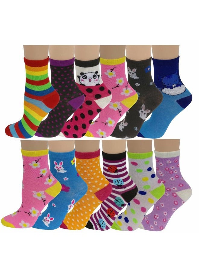 Ayla 100 Pairs Wholesale lot Kids Girls Assorted Novelty Design Crew Socks (4-6, Assorted Boys & Girls) - Image 4