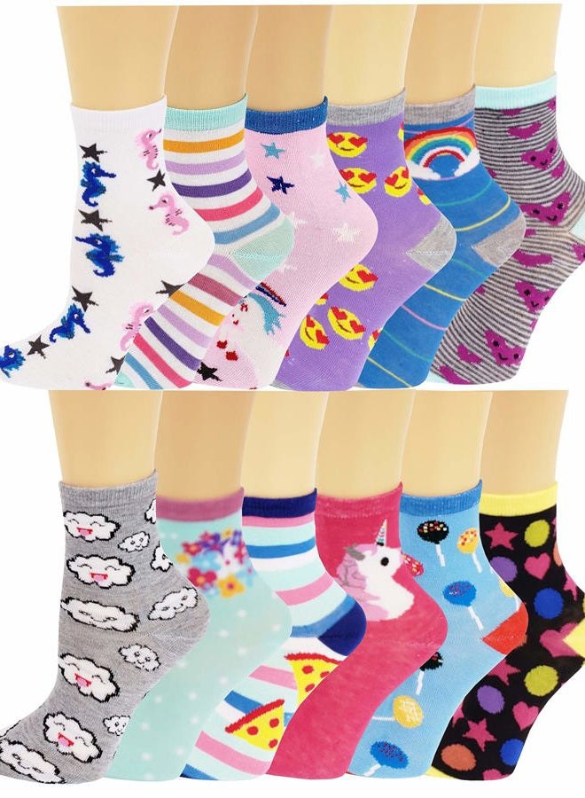 Ayla 100 Pairs Wholesale lot Kids Girls Assorted Novelty Design Crew Socks (4-6, Assorted Boys & Girls) - Image 5