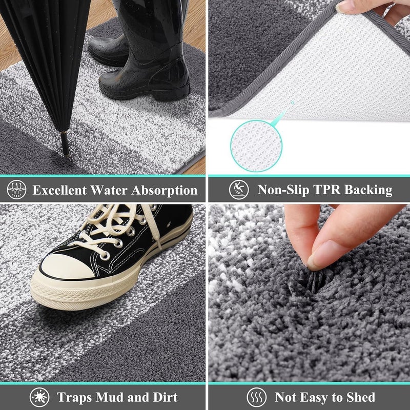 Carefully selected solid material SHACOS Dirt Trapper Door Mat, Indoor and Outdoor Mats, Non-Slip Machine Washable Mat, Pets and Dog Mat, Super Absorbent Entrance Mat (Grey, 80 x 120 cm) Affordable fast purchase options - Image 4