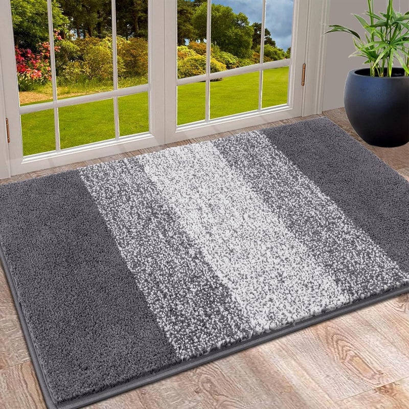Carefully selected solid material SHACOS Dirt Trapper Door Mat, Indoor and Outdoor Mats, Non-Slip Machine Washable Mat, Pets and Dog Mat, Super Absorbent Entrance Mat (Grey, 80 x 120 cm) Affordable fast purchase options - Image 1