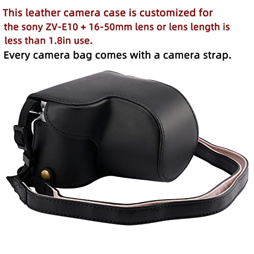 Hargedis XEVN for Sony ZV-E10 case,for Sony ZV-E10 case,Premium PU Full Body Leather Camera Case Bag for Sony Alpha ZV-E10 Fit 16-50mm Lens with Camera Shoulder Strap - Image 2