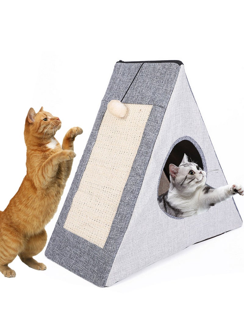 كيدل مثلث عش الحيوانات الأليفة مع مجلس الخدش القط طحن المخابل القط تسلق الإطار لعبة القط - Image 1