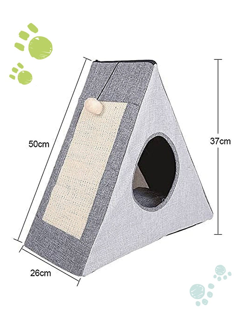 كيدل مثلث عش الحيوانات الأليفة مع مجلس الخدش القط طحن المخابل القط تسلق الإطار لعبة القط - Image 2