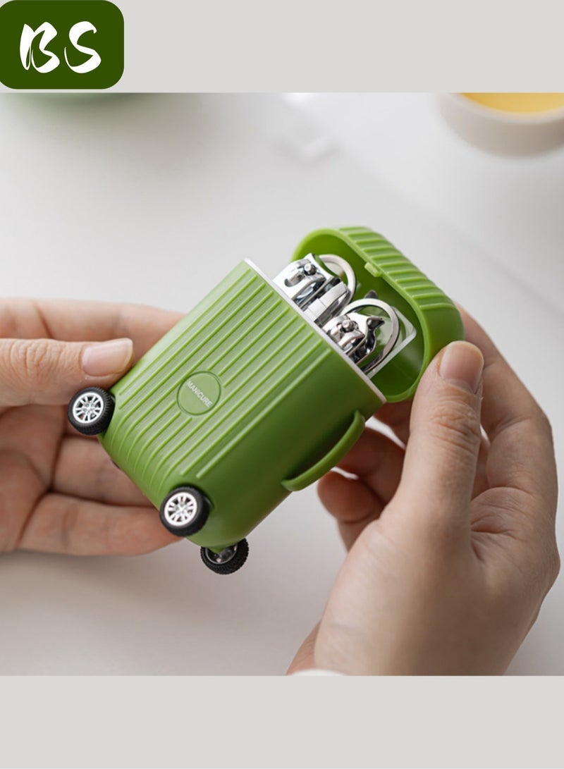 بي إس مجموعة الجمال 8 في 1 الفولاذ المقاوم للصدأ | مجموعة أدوات قطع الأظافر المقص | مجموعة جمال السفر المحمولة للرجال والنساء | حزمة مع مربع السفر مصغرة | مناسبة للسفر (الأخضر). - Image 1