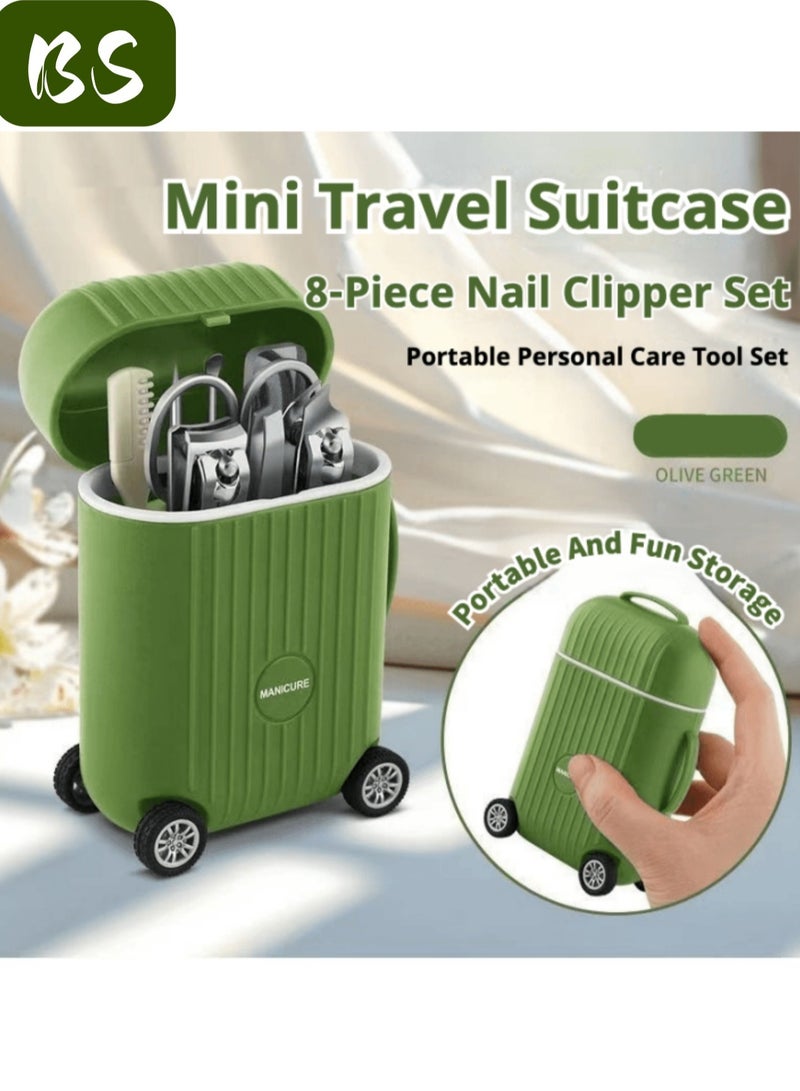 بي إس مجموعة الجمال 8 في 1 الفولاذ المقاوم للصدأ | مجموعة أدوات قطع الأظافر المقص | مجموعة جمال السفر المحمولة للرجال والنساء | حزمة مع مربع السفر مصغرة | مناسبة للسفر (الأخضر). - Image 3