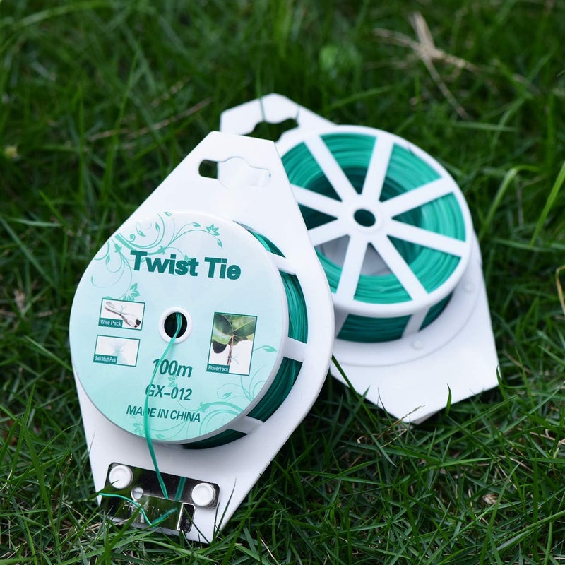 YDSL 2 Reels 328 Feet (100m) Twist Tie, Green Coated Garden Plant Ties with Cutter for Gardening and Office Organization, Home - Image 5