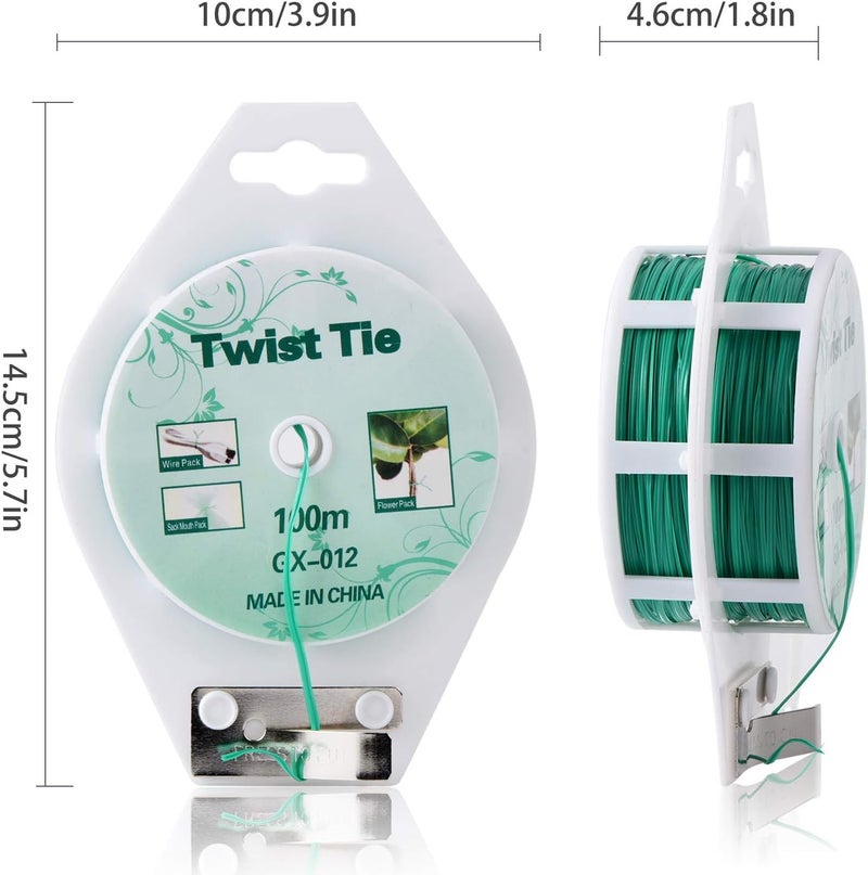 YDSL 2 Reels 328 Feet (100m) Twist Tie, Green Coated Garden Plant Ties with Cutter for Gardening and Office Organization, Home - Image 4