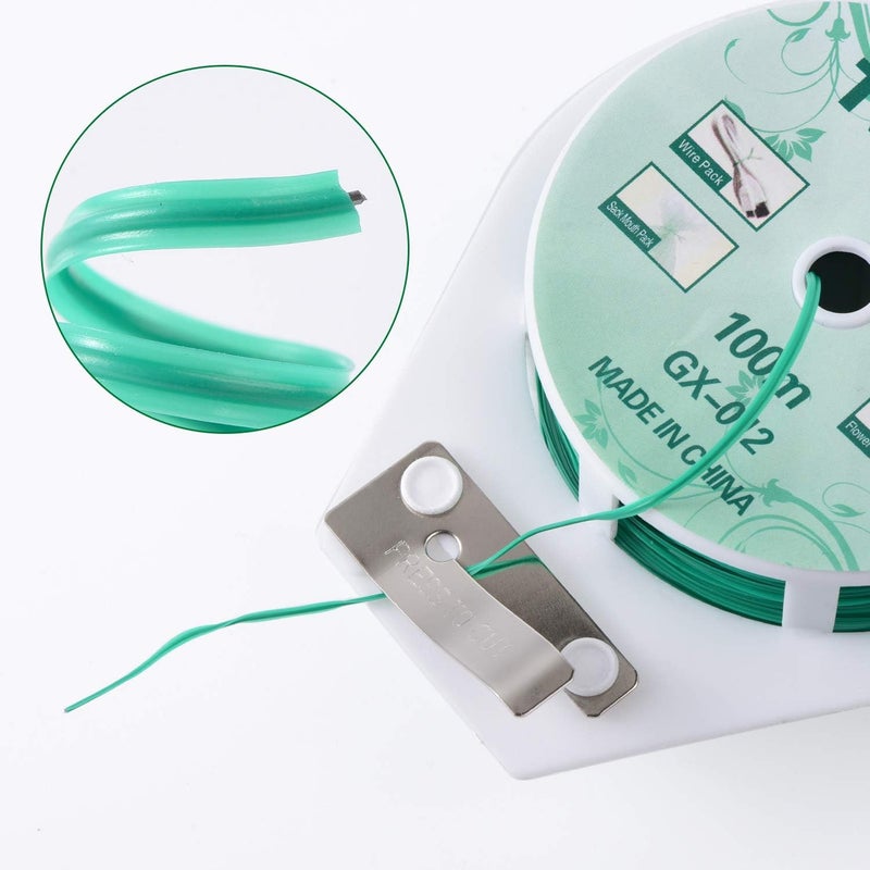 YDSL 2 Reels 328 Feet (100m) Twist Tie, Green Coated Garden Plant Ties with Cutter for Gardening and Office Organization, Home - Image 2