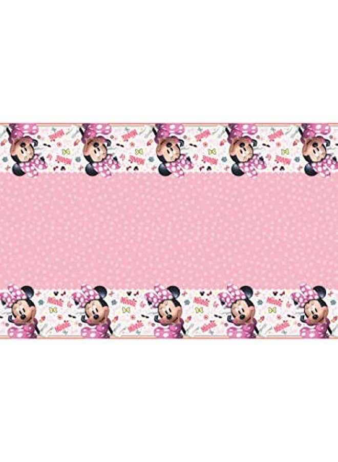 Unique Pink Minnie Mouse Rectangular Plastic Tablecover 1 Pc - Image 1