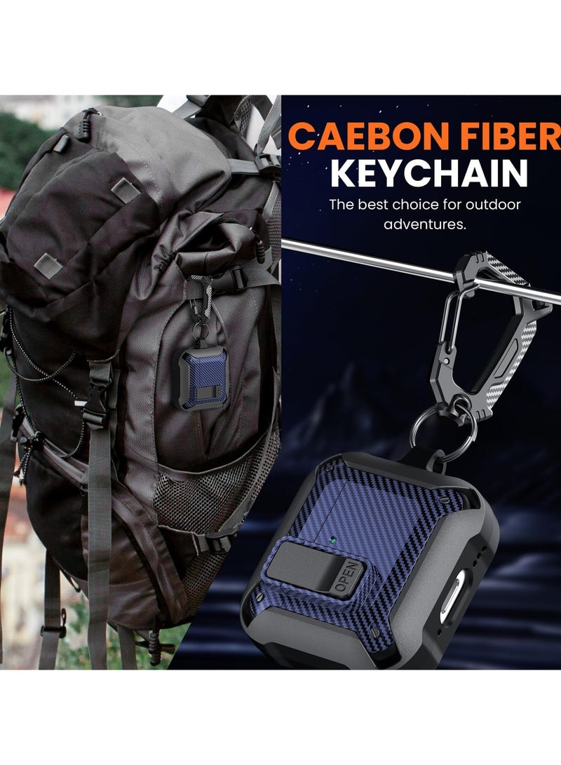 general Carbon grain surface Cover Case Compatible With Airpods 4 Lock Clip,Protective anti-fall Skin--Blue - Image 5