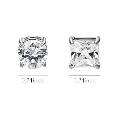 NEWITIN 6 Pairs Stainless Steel Magnetic Stud Earrings for Men Clip on Earring Magnetic Earring Unisex Non Piercing CZ Magnet Studs Diamond Earrings for Women Men - Image 2