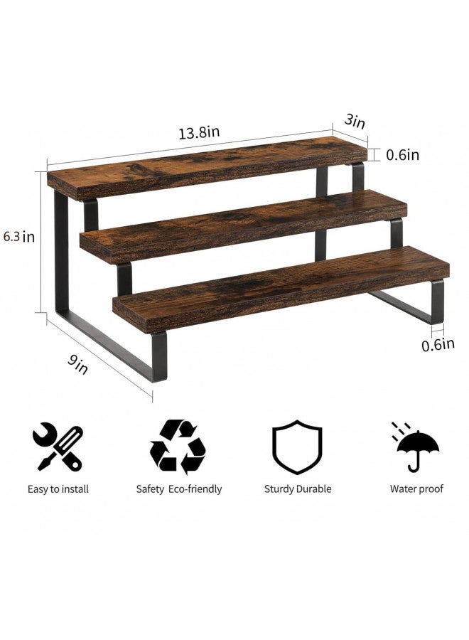 YINMIT YINMIT Wooden Display Riser Stand, Tiered Perfume and Cologne Organizer Stand, 3 Tier Spice Rack Organizer, Rustic Display Shelf for Candles (3 Tier)  - Image 3