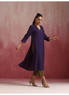 trueBrowns trueBrowns Purple Cotton Dobby Kurta Set  - Image 2