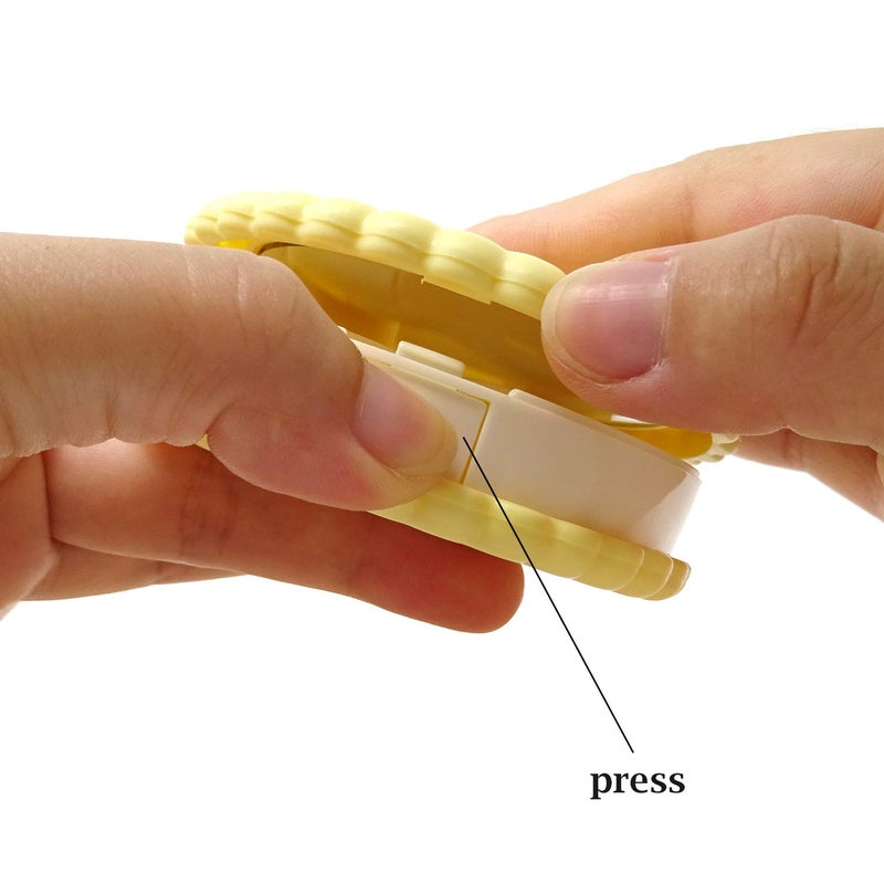 HONBAY Honbay Cookie Shaped Contact Lens Case Travel Contact Lens Box with Mirror (Yellow)  - Image 3