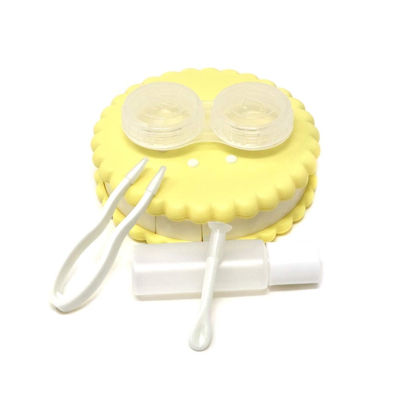 HONBAY Honbay Cookie Shaped Contact Lens Case Travel Contact Lens Box with Mirror (Yellow)  - Image 4