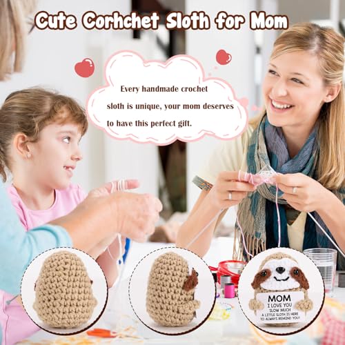 MBL Gifts for Mom Mothers Day - Mom I Love You Sloth Much, Funny Cute Small Crochet Sloth Birthday Christmas Stocking Stuffers Xmas for Mama Bonus Step Mother from Daughter Son - Image 2