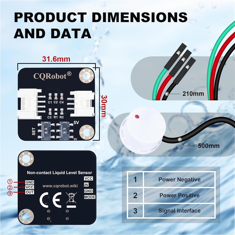 CQRobot Non-Contact Water/Liquid Level Sensor Compatible with Arduino, Raspberry Pi and Other Motherboards. for Industrial Production, Aquarium, Chemical Solution, Agriculture, Gardening, etc. - Image 5
