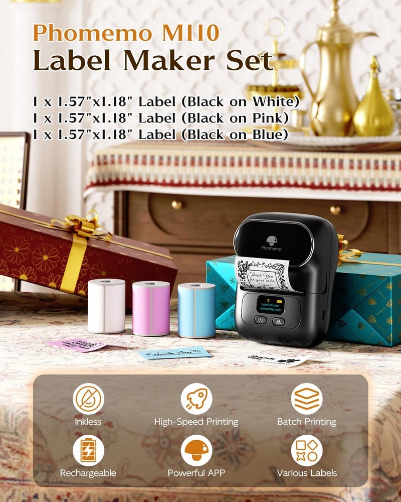 Label Maker - M110 Portable Bluetooth Thermal Mini Label Maker Machine, Sticker Maker, Barcode Printer for Clothing, Jewelry, Retail, Mailing, Compatible with Android & iOS System - Image 3