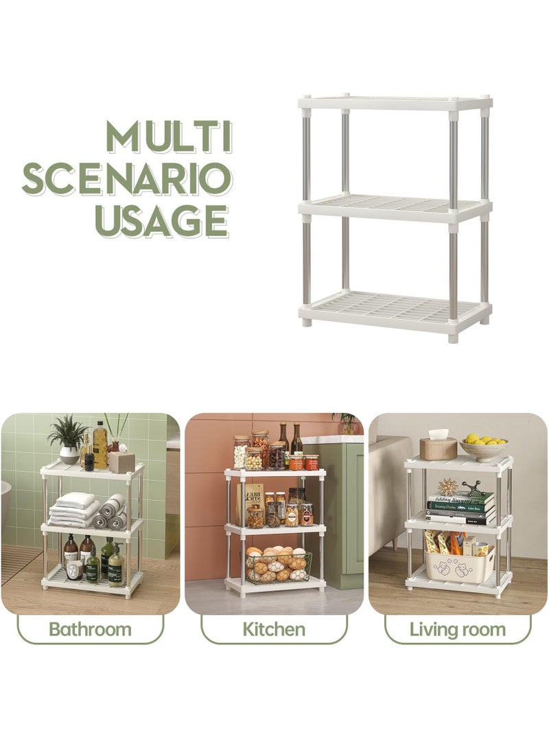 joyzzz - 3-Tier Bathroom Caddy,White 3 Tier Bathroom Counter Organizer Standing Shelf with Plastic Mesh Trays and Metal Tubes,Shelving Unit Vanity Storage Organizer Rack Holder for Countertop,Kitchen,Cabinet - Image 1