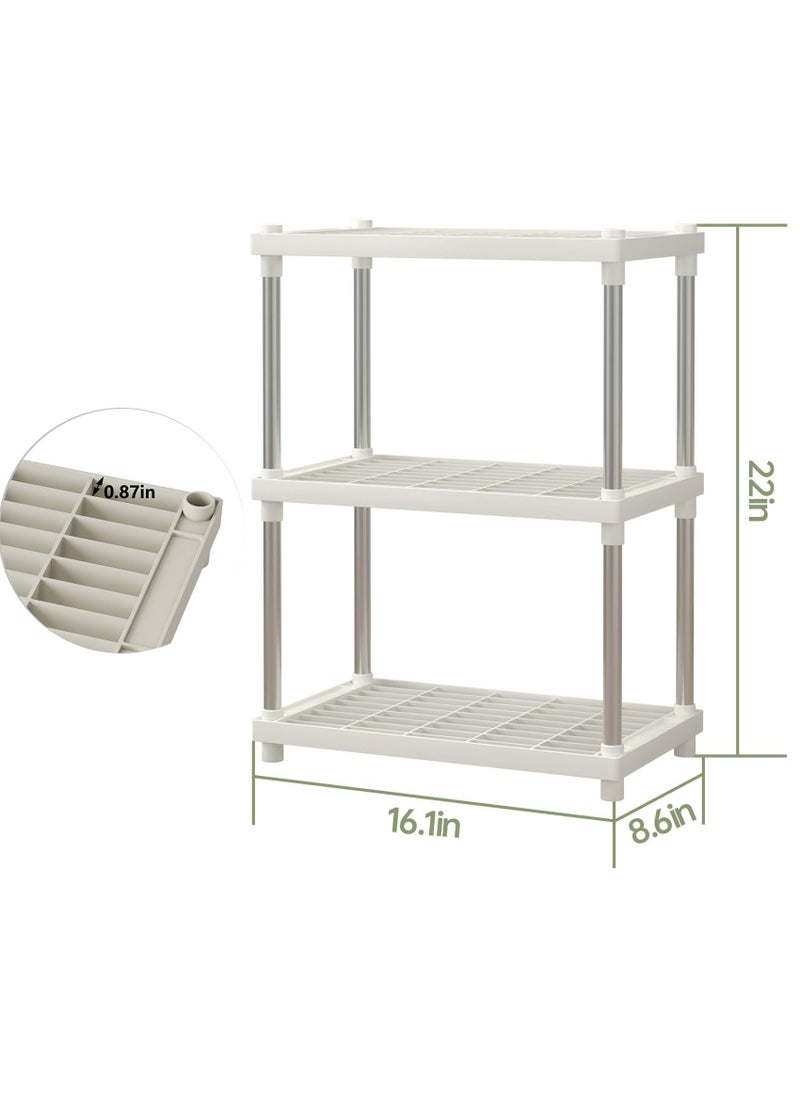 joyzzz - 3-Tier Bathroom Caddy,White 3 Tier Bathroom Counter Organizer Standing Shelf with Plastic Mesh Trays and Metal Tubes,Shelving Unit Vanity Storage Organizer Rack Holder for Countertop,Kitchen,Cabinet - Image 1