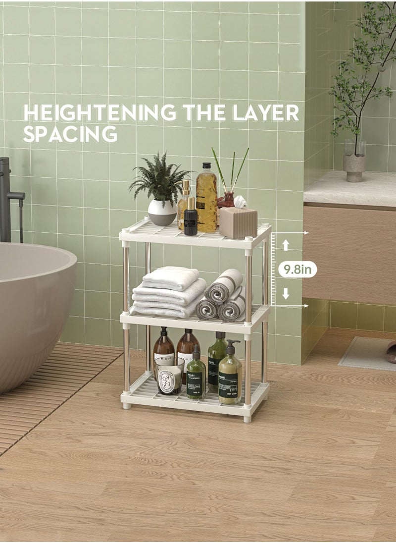 joyzzz - 3-Tier Bathroom Caddy,White 3 Tier Bathroom Counter Organizer Standing Shelf with Plastic Mesh Trays and Metal Tubes,Shelving Unit Vanity Storage Organizer Rack Holder for Countertop,Kitchen,Cabinet - Image 1