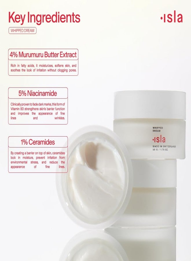 ISLA Whipped Dream Moisturizer, Deep Hydration, Smooth Texture & Dark Circle Reduction, Niacinamide, Murumuru Butter & Ceramides, Lightweight Barrier Repair Cream, 1.76 fl oz - Image 3