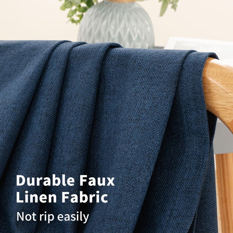 YoungsTex Navy Blue Linen Blackout Curtains 63 Inch Length for Bedroom, Thermal Insulated Black Out Drapes with Grommet Room Darkening Privacy for Living Room Window, 2 Panels, 52 X 63 Inch - Image 5