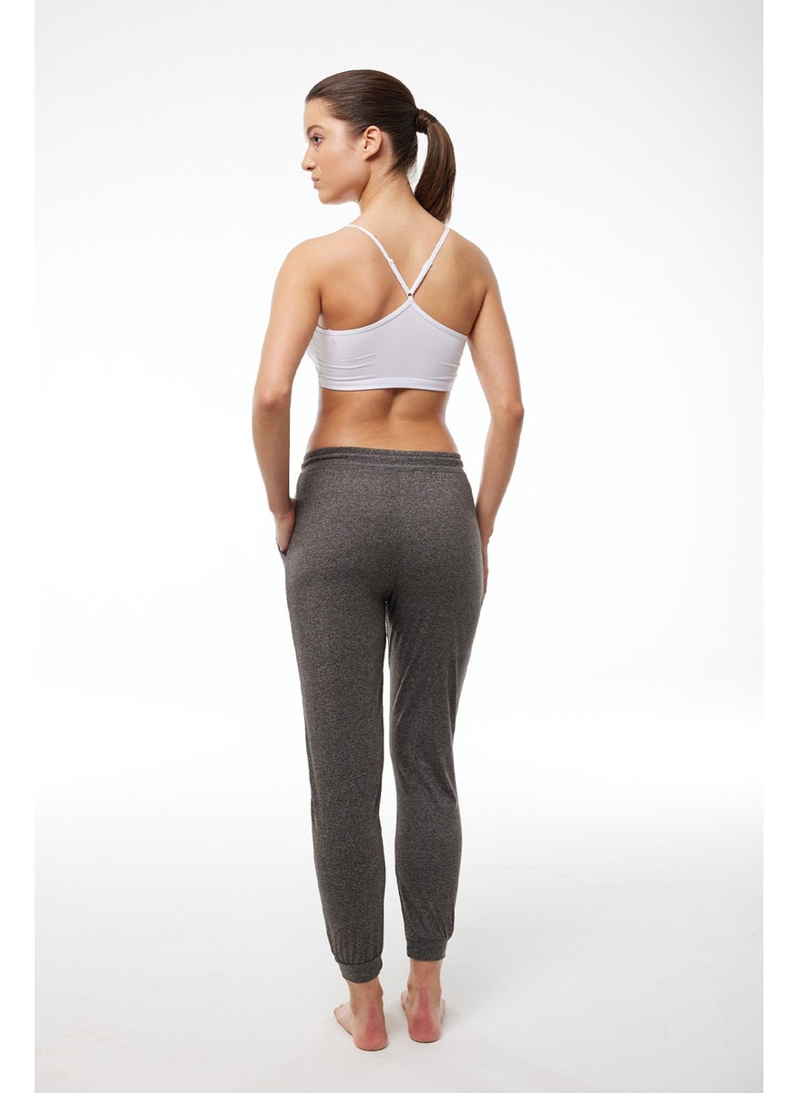 Malabadi - Women's Grey Melamine Pocket Elastic Leg Thin Tracksuit Bottoms 7011 - Image 1