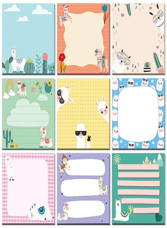 Saypacck 9 Pads Alpaca Sticky Notes Cartoon Self Stick Notepads 3x3 Inches Notes Adhesive Memo Pad Office Decor Gifts for Students School Teacher Office Meeting - Image 1