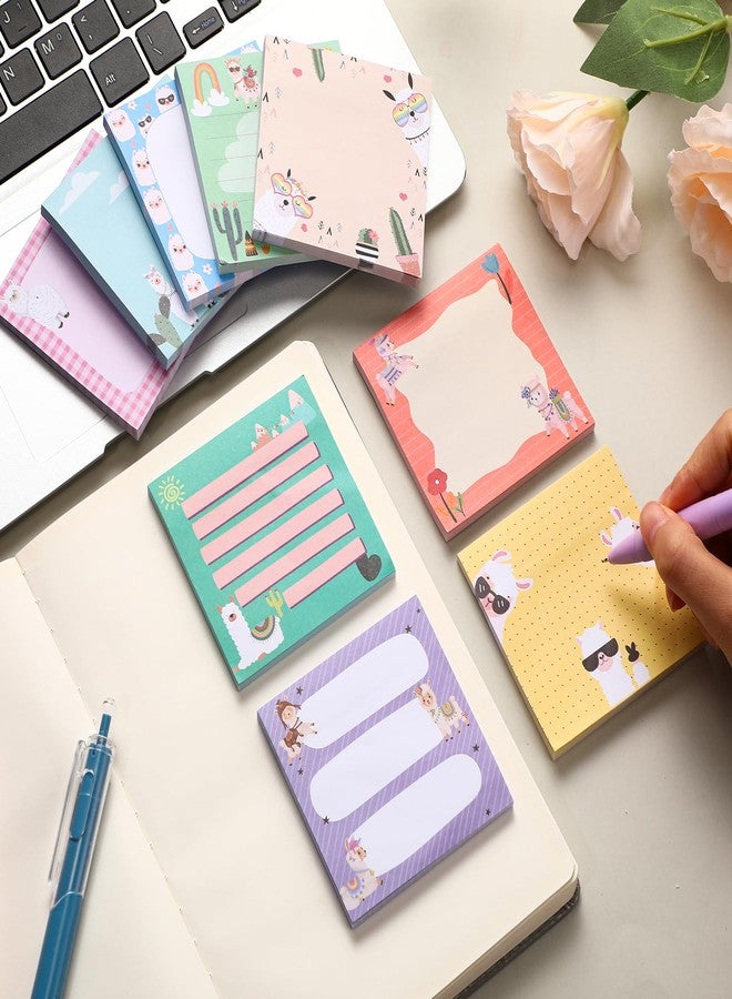Saypacck 9 Pads Alpaca Sticky Notes Cartoon Self Stick Notepads 3x3 Inches Notes Adhesive Memo Pad Office Decor Gifts for Students School Teacher Office Meeting - Image 5